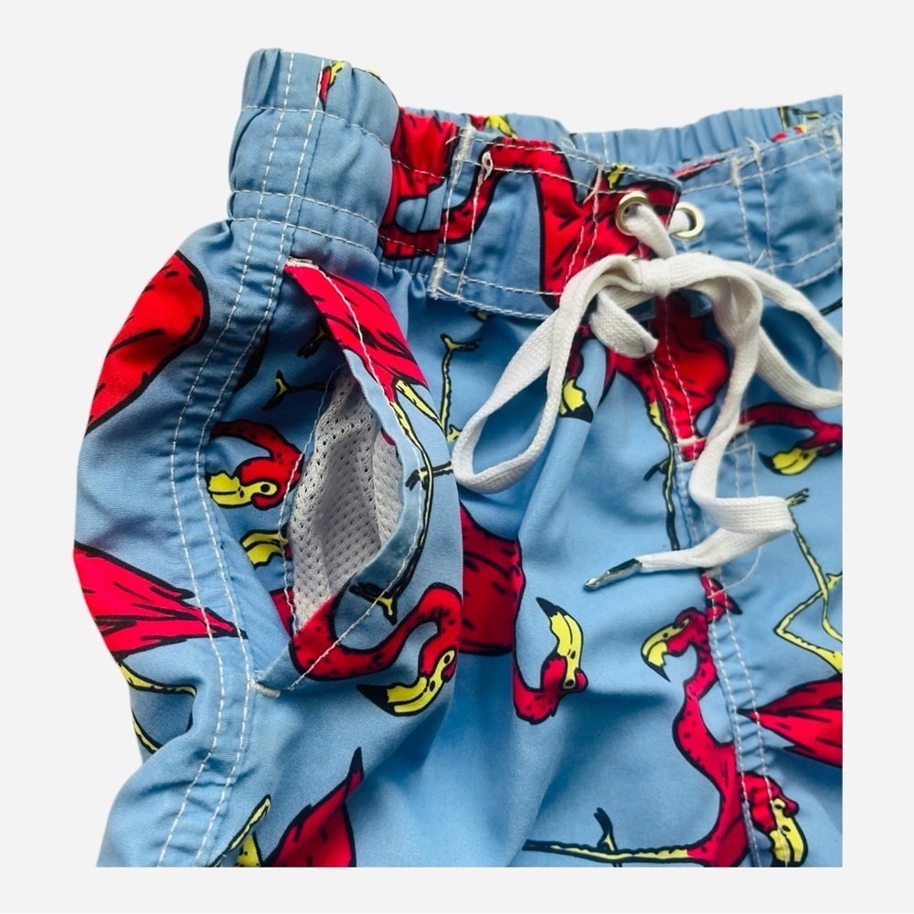 Kite”n”Koo athleisure casual swim trunks 5-6 Flamingo Print blue elastic waist - Picture 4 of 10